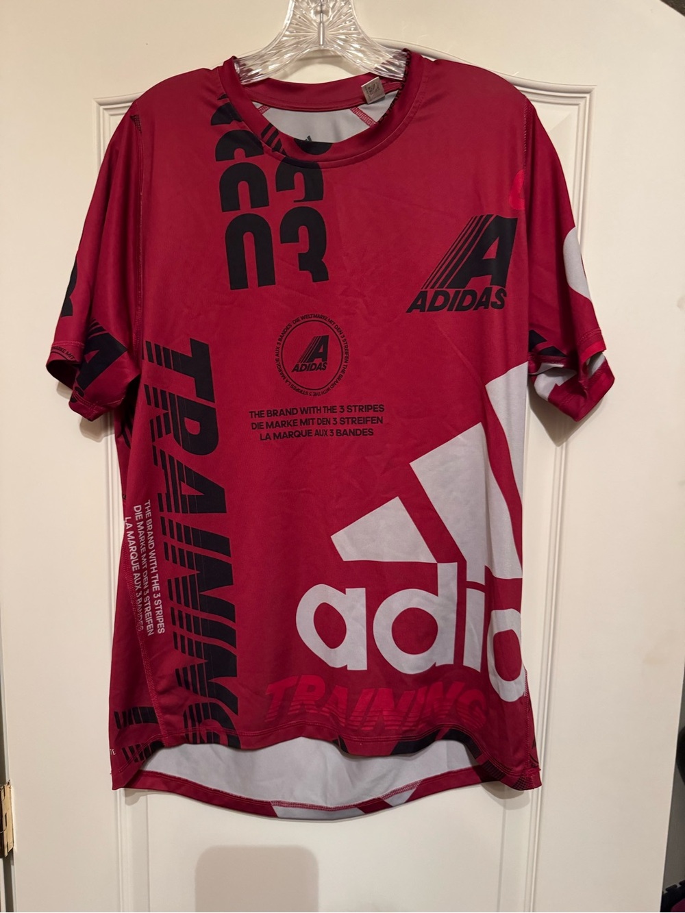 Rare Adidas Red/Black AOP Training Climate Jersey Size Medium Men